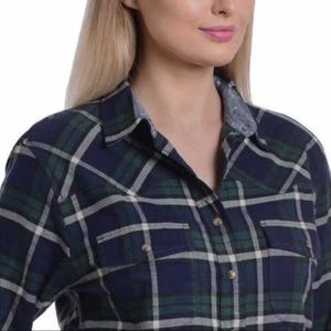 Jacks girlfriend navy and green flannel